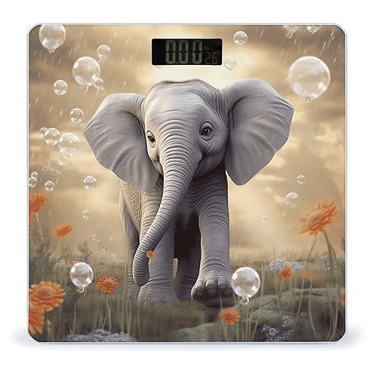 Cute Elephant Play Bathroom Scale Large LCD Backlight Display Digital Scale Rounded Corners Body Scales Automatic Power On/Off Bathroom Scales for Home Bedrooms