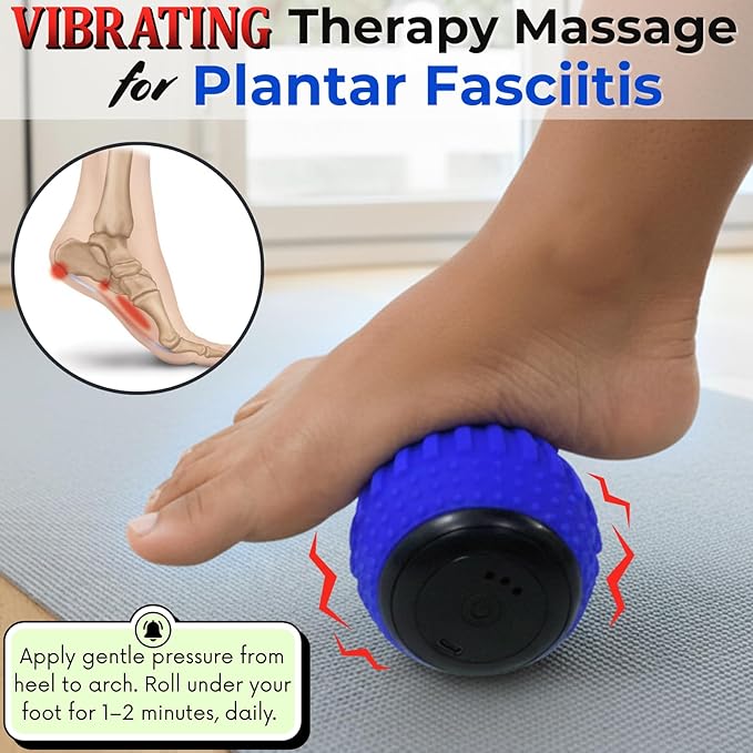 ZeenKind Vibrating Peanut Massage Ball for Plantar Fasciitis Muscle Pain Relief with 4 Speed Deep Tissue Therapy for Myofascial Release &amp Muscle Recovery Neck Back Foot Roller Massager