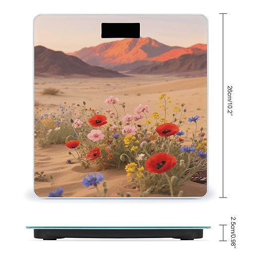 Desert Daisies Weight Scale Large Digital Bathroom Scales with Bright LED Display Non Slip Digital Scale and Step On Fashion Weighing Machine for Body