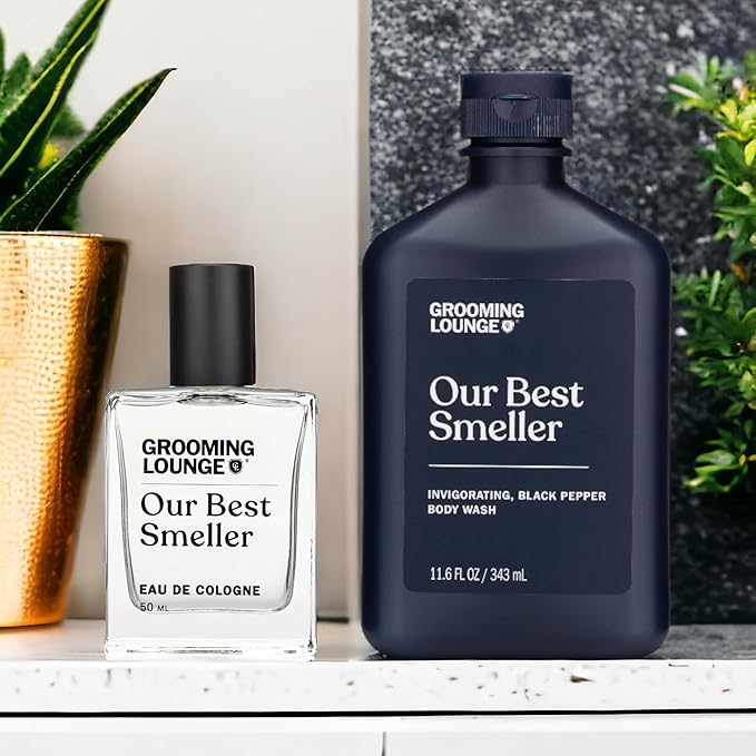 Grooming Lounge Our Best Smeller Body Wash - Moisturizing Clarifying Foaming Shower Scrub - Fresh Classic Suave Fragrance of Acai Aloe Vera Seaweed and Black Pepper - Dry Skin Defense - 11.5 oz
