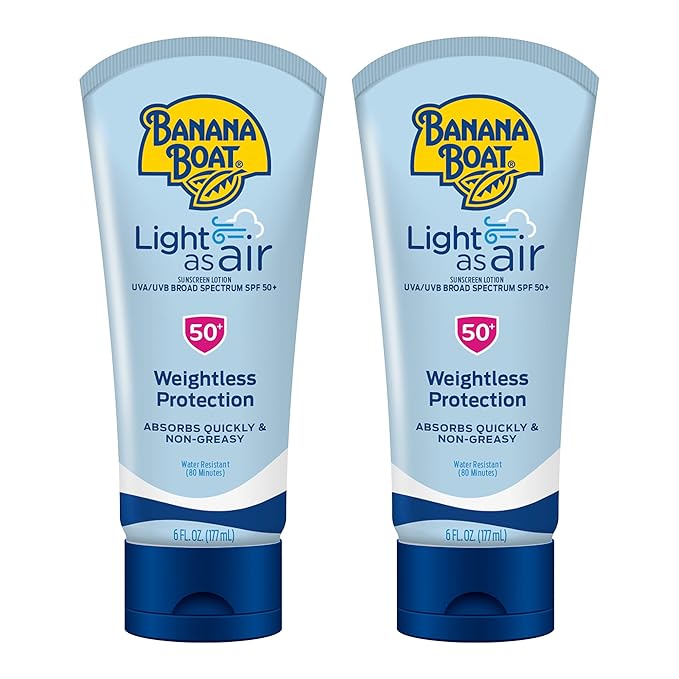 Banana Boat Light As Air Sunscreen Lotion SPF 50 and Sport Ultra SPF 50 Sunscreen Spray Twin Packs 6oz each