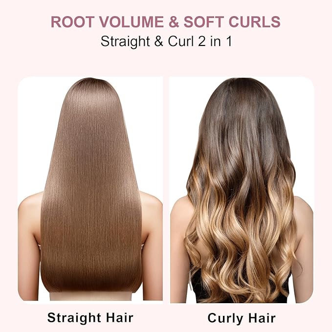 Thermal Brush 1.5 inch Heated Round Curling Brush Hair Straightening Styler Less Frizz Hair Hot Straightener with Detachable Head for Salon Style