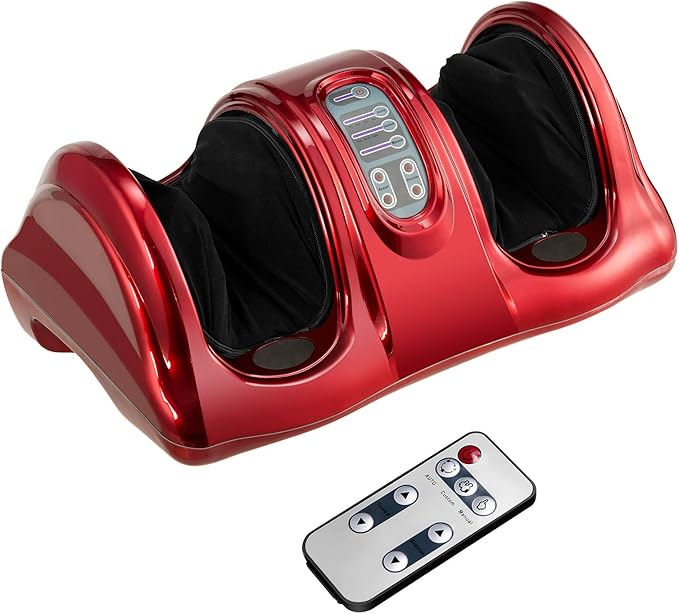 KOTEK Foot Massager Machine Shiatsu Foot &amp Calf Massager w/ 3 Massage Modes Remote Control Electric Deep Kneading Rolling Scraping Massage for Leg/Arm/Ankle Increase Blood Circulation (Burgund