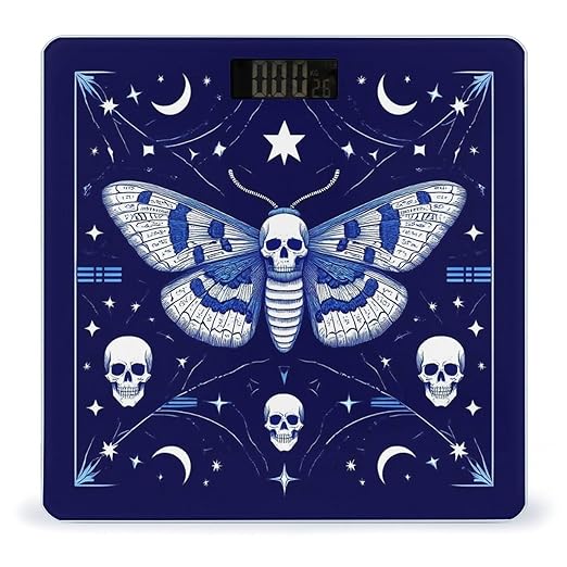 Women's Digital Bathroom Weighing Scale Automatic Switch Energy Saving Scale Smart Scale for Body Weight Goth Moth Dead Skull Moon