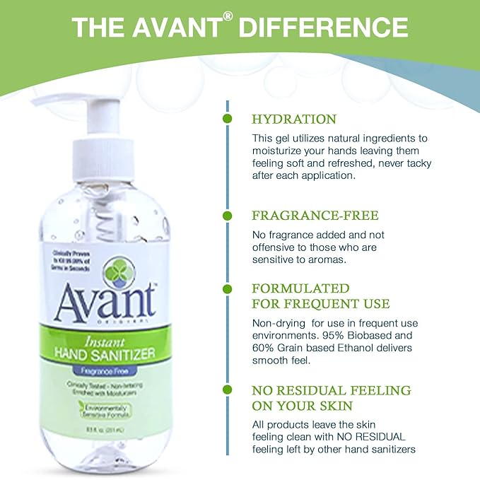 Avant® Original Instant Gel Sanitizer 8.5 oz Bottle 4-Pack Back to School Essential