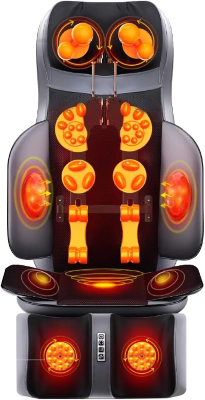 Beloving Shiatsu Neck &amp Back Massager with Heat Massager Chair Pad with Deep-Kneading Nodes Adjustable Seat Massager for Full Body Relaxation Use at Home Office