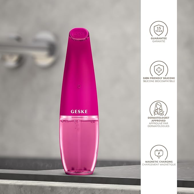GESKE SmartAppGuided™ Aqua-Stream Face Cleanser | 8 in 1 | Deep Pore Cleansing | Impurities Prevention | Blackhead Extraction | Reduce Red &amp Dry Skin | Use with Our Aqua-Stream Solution