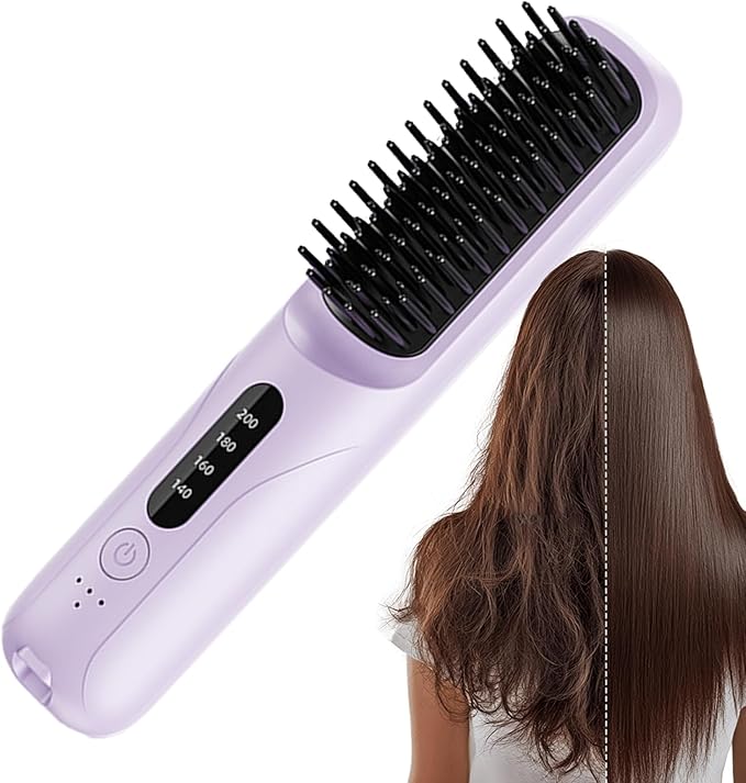 Hair Straightener Brush | Portable Hair Straightening Curling Styling ToolTravel Straightener Brush - for Home Apartment Salon Travel Business Trips Women Men