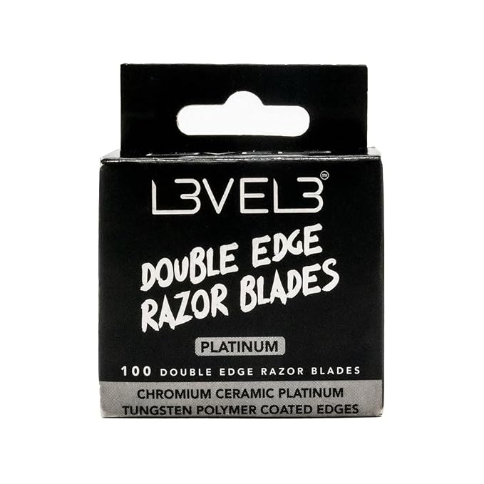L3 Double Edge Razor Blades - Platinum Coated Stainless Steel Razor Blades for the Close Shave - for Double Edged Safety Razors - 100 Count (3)