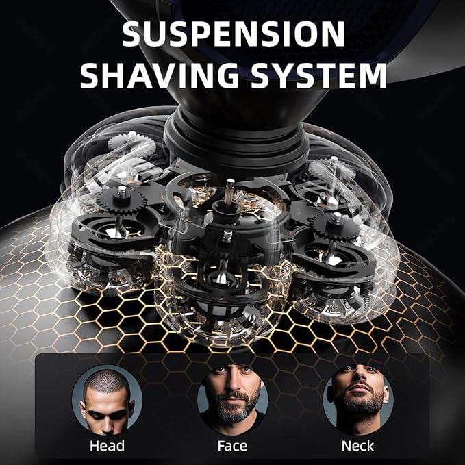 Head Shavers for Bald Men Bald Men's Head Shaver - Wet &amp Dry Use Suspension Shaving System Detachable Magnetic Head USB Fast Charge &amp Digital Display Ideal Gift