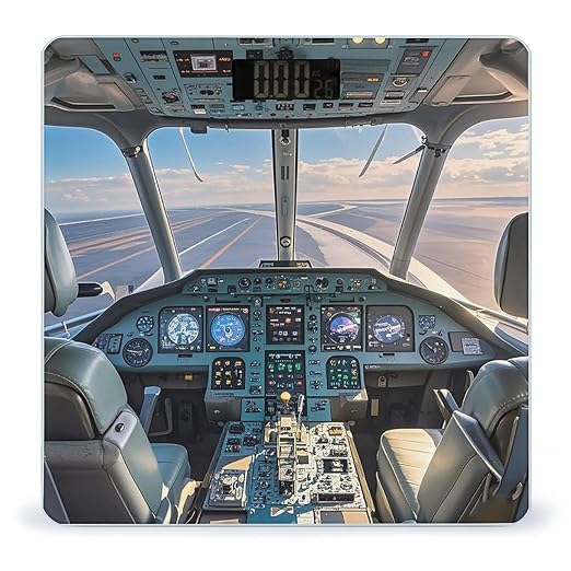 Airplane Cockpit Bathroom Scale Automatic Power On/Off Body Scales LCD Backlight Display Square Digital Scale Rounded Corners Bathroom Scales for Home Bedrooms