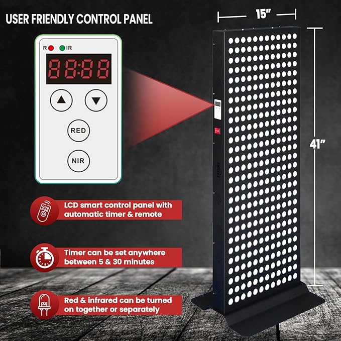 Red Light Therapy Device for Full Body 630nm 660nm 810nm &amp 850nm Near Infrared Dual-Chip Clinical Grade LED Panel for Smooth Skin Weight Pain and Overall Wellness (324LED)