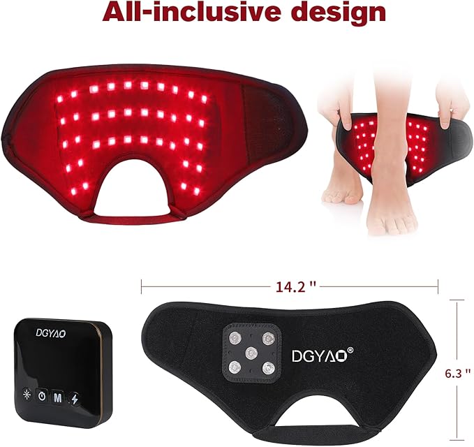 Red Light Therapy Wrap for Ankle &amp Wrist Pain Relief - 660nm Red &amp 850nm Infrared Combo Light Therapy - Rechargeable Wireless for Joint Recovery Muscle Pain