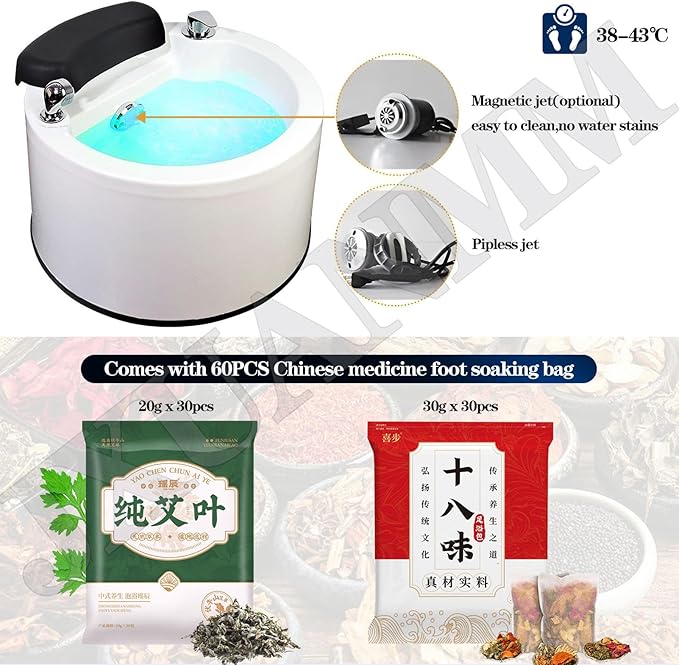 Acrylic Footbath Foot Soak Tub Acrylic Pedicure Sink with Heat and Massage Pedicure Bowl Salon Massage Equipment Home Foot Bath Special for Hotel Foot Bath Club for Foot Soaking B