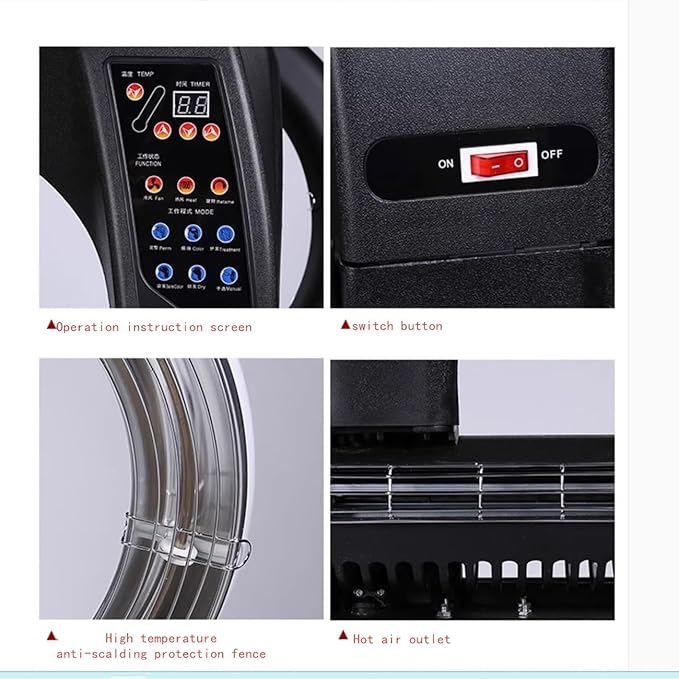 Orbiting Infrared Hair Dryer-Hair Steamer Climazone Hair Heater Dyeing Perming Machine 3 Functions + 6 Modes Standing 360° Rotating for Color Processor Salon SPA Home Hair Care