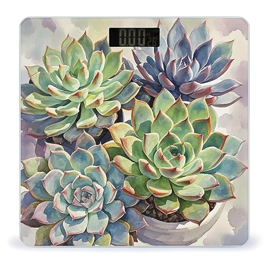 Green Plants Bathroom Scale for Body Weight Bathroom Weighing Scales with Back Lit LED Display Sturdy Tempered Glass Body Weight Bathroom Scale 400lb Weighing