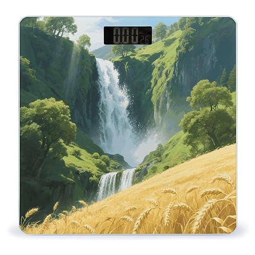 Green Landscape Weight Scale Large Digital Bathroom Scales with Bright LED Display Non Slip Digital Scale and Step On Fashion Weighing Machine for Body