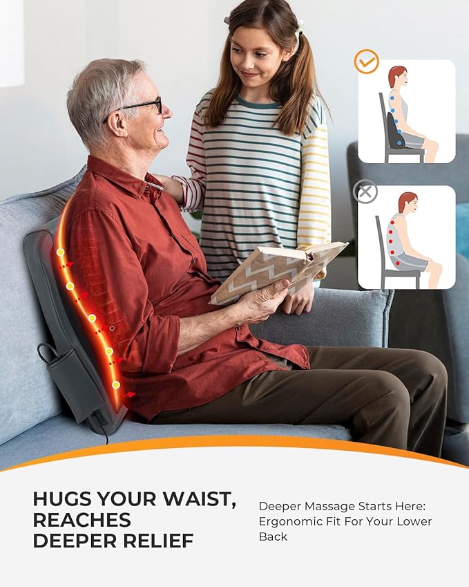 CooCoCo Lower Back Massager with Heat 2026 Upgraded Back Massager for Pain Relief Deep Relief 2X Larger Heating Area and Faster Heating FSA Eligible HSA Shiatsu Rooling Back Massage