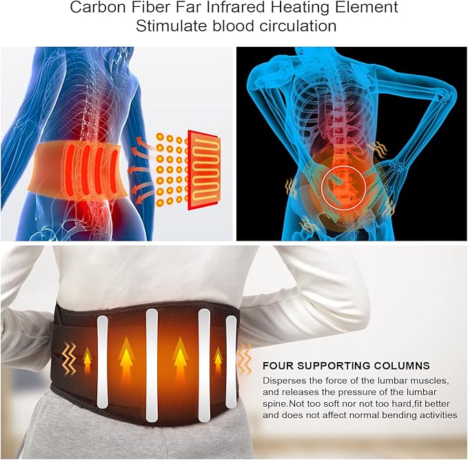 Heating Pad Lower Back Massager Wrap for Back Pain Relief Heated Waist Belt with Vibration Massage 7.4V 4400mah Battery Heat Therapy for Lower Back Lumbar Waist Abdominal Stomach Spine (Small)