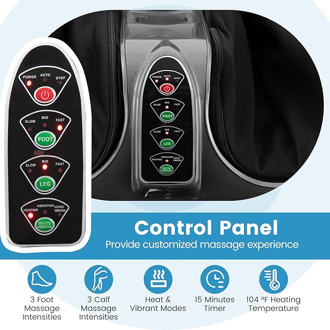 Giantex Foot and Calf Massager with Heat - Shiatsu Foot Massager Machine with Vibration Deep Kneading 3-Level Intensity Modes Electric Foot Massager for Tired Feet Leg Calf Pain Relief (Grey)