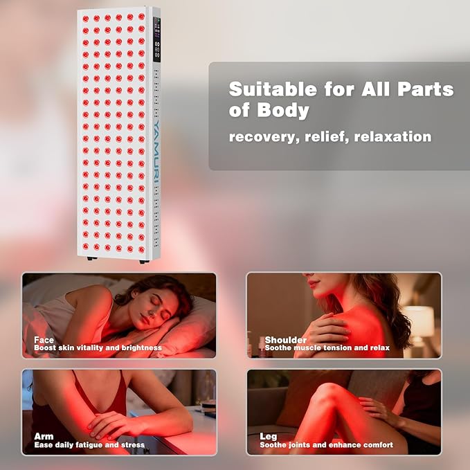 220W Red Light Therapy Panel Lamp for Face &amp Body - Infrared Red Light Therapy Device Dual Chip | High Power LED Light Therapy for Skin Recovery &amp Relaxation at Home - YA120