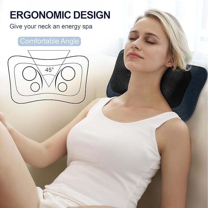 Mo Cuishle Electric Shiatsu Back Massager with Heat - Powerful 3D Kneading for Neck Shoulder Lower Back Pain Relief - Ergonomic Design for Home Office &amp Car - Gifts for Women Men Mom &amp D