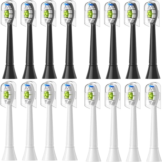 Replacement Toothbrush HeadsCompatible for with Electric and Other Snap-On Handles(8White 8Black)