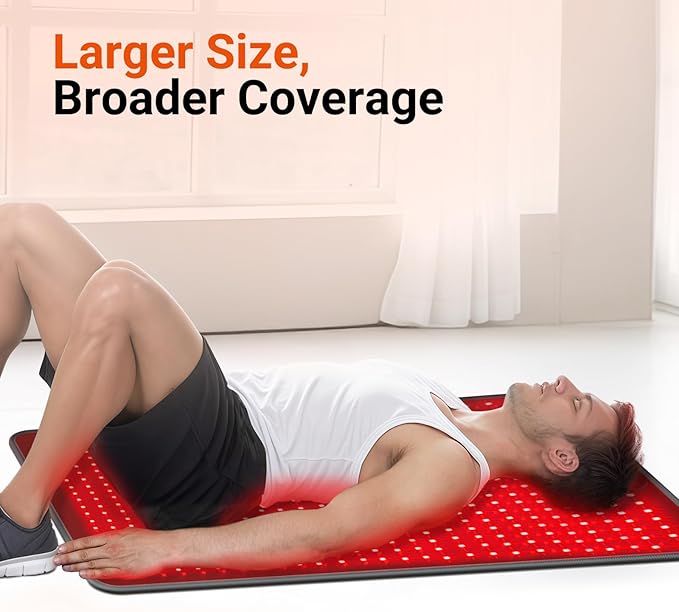 Comfytemp 41.5'' x 26'' Red Light Therapy Mat for Body Large Near Infrared Light Therapy Pad with 560 LEDs 660nm &amp 850nm Light Blanket for Back Belly Knee Waist Leg Joint Muscle 96W