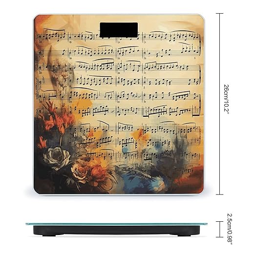 Vintage Music Note Weight Scale Large Bathroom Scales Digital Weight with Bright LED Display Non Slip Automatic Weighing Scale Fashion Weighing Machine for Body
