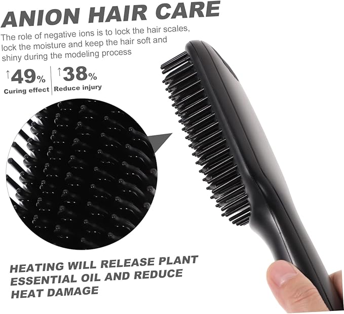 Mikinona Straightening Brush for Men Multi Functional Beard and Hair Styler with Temperature Settings Technology Safe Heating Tool for Smooth and Shiny