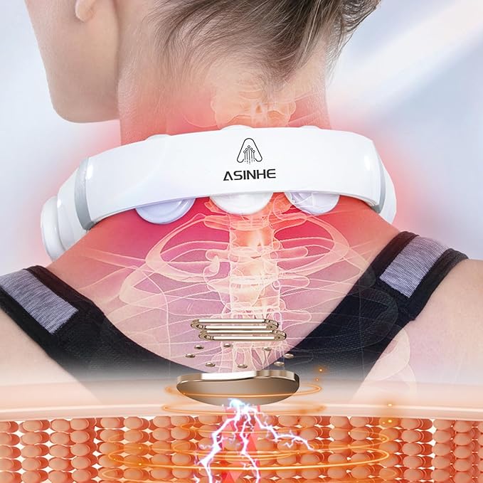 Neck Massager with Heat for Neck Pain Relief and Tension Electric Intelligent Massager with 3 Massage Pads Elderly-Friendly Design Gift Packaging