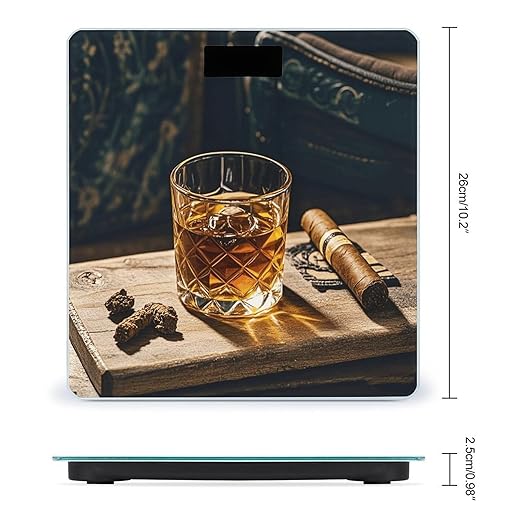 Cigar &amp Whiskey Bathroom Scale for Body Weight LCD Display Digital Bathroom Scale Tempered Glass Bathroom Weight Scales Fashion Smart Scales for Home Bedroom 400 Lb