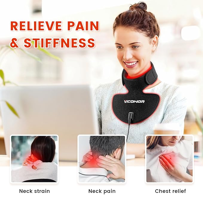 Viconor Neck and Chest Red Light Therapy FDA Cleared Red and Infrared Light Therapy for Body Firming Beauty Device for Smoother Firmer and Glowing Skin at Home and Travel