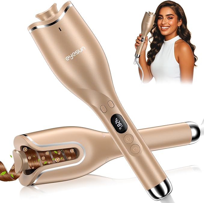Hair Curling IronsAutomatic Portable Rotating Curling Iron with LCD Display4Temperature SettingsTimers(12-19s)Auto Shut-OffAnti-ScaldAnti-TangleLightweightFast Heating&ampEasy Use for Travel