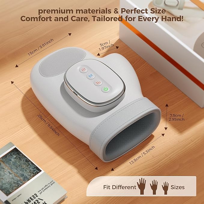 Smart Hand Massager with Heat Compression Relief for Arthritis &amp Carpal Tunnel Relief Cordless Portable Therapy Glove Electric Shiatsu Wrist/Finger/Palm Massager