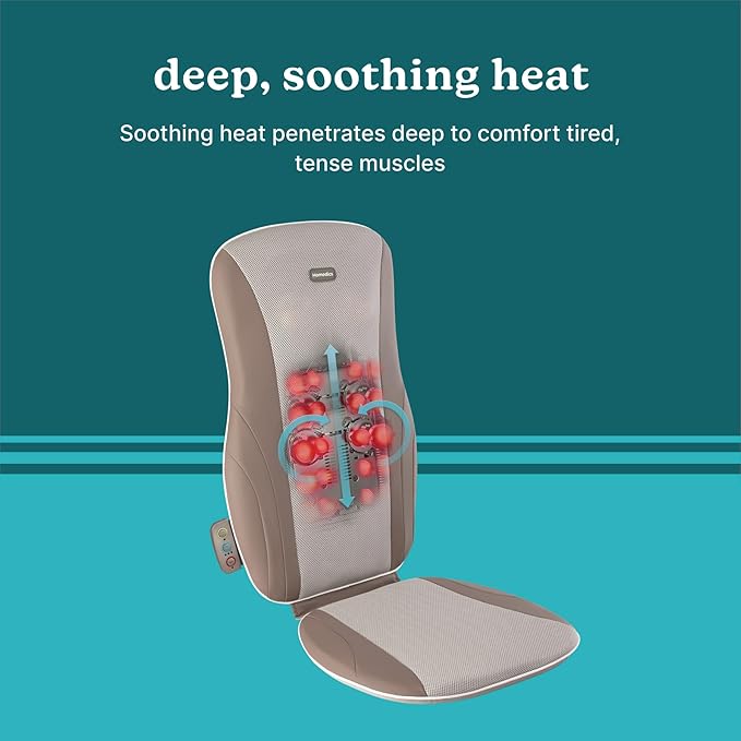 Homedics Shiatsu Back Massage Cushion with Adjustable Speeds and Comforting Heat Fits Most Chairs Brown 1 Count