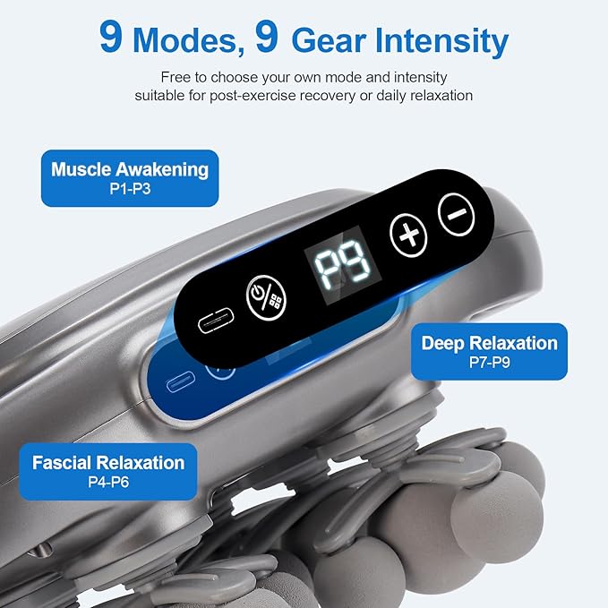 IeBilif Massage Gun 22 Head Foot Back Neck Shoulder Massager with Adjustable Multi-Modes &amp Intensities Fascia Gun for Athletes Birthday Gifts for Men