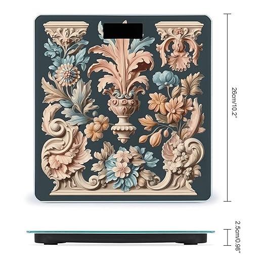 Vintage Floral Engraving Scale for Body Weight Precision Bathroom Weighing Scales with Back Lit LCD Display Sturdy Tempered Glass Body Weight Scales Digital Bathroom Scale 400lb