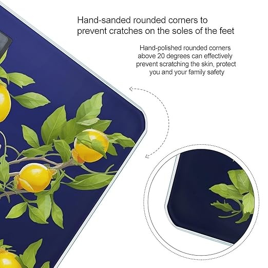 Lemon Tree Bathroom Scale Rounded Smart Scale for Body Weight Automatic Power On/Off Weight Scales Accurate Bathroom Digital Scales for Pet Home Bedroom Kitchen