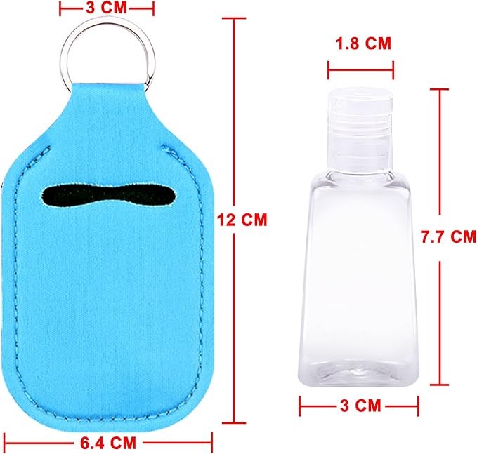 Duufin 72 Pieces Hand Sanitizer Holders Empty Travel Bottles Set Including 36 Pieces Clear Refillable Bottles and 36 Pieces Hand Sanitizer Keychain Holder for Backpack and Purse (Colorful Patternless)