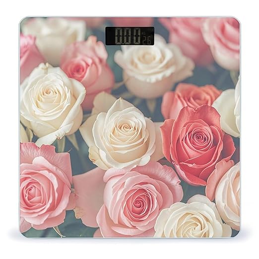 Soft Color Roses Smart Scale for Body Weight Accurate Bathroom Scale with LED Display Digital Weight Scales Weighing Machine High Precision Scales for Bath Home