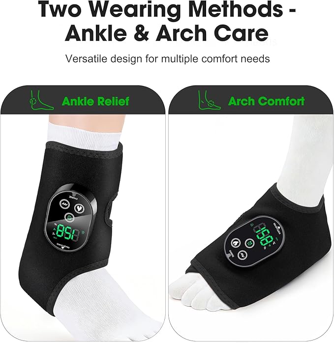 2-Pack Cordless Foot Ankle Heating Pad Foot Ankle Massager for Pain Relief 6 Heat Levels &amp 3 Vibration Modes Feet Massager Heated Ankles Wrap Ideal for Home Relaxation Daily Comfort