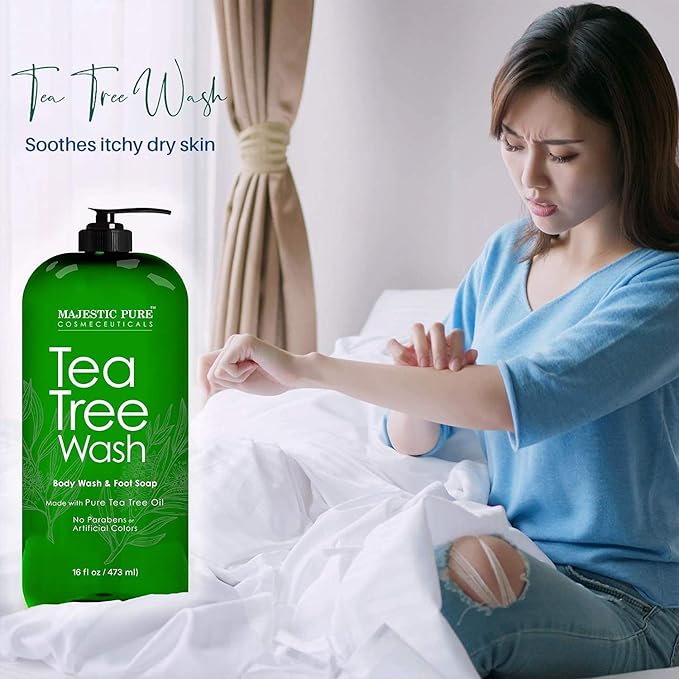 MAJESTIC PURE Tea Tree Body Wash Tea Tree Foot Cream &amp Tree Tea Face Cream Bundle