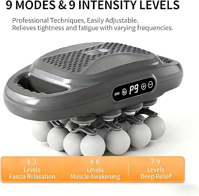 shupti 16 Head Massage Gun Deep Tissue 9 Speed Adjustable Percussion Massager for Muscle Tension Relaxation - Quiet Portable Electric Massager for Back Neck and Shoulder