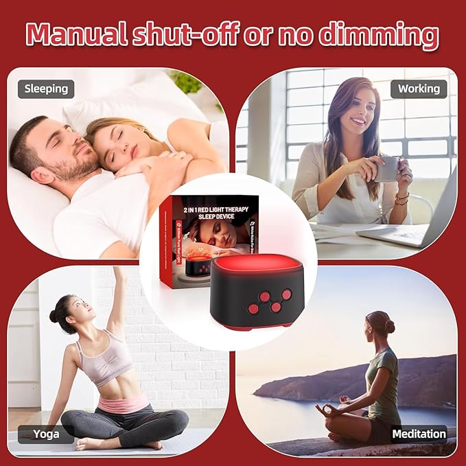 2-in-1 Red Light for Sleep with White Noise Red Light Relaxation Lamp Ideal for Bedroom Meditation Naps Yoga and Travel