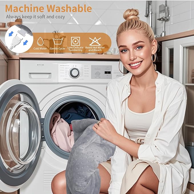 Massaging Weighted Heating Pad for Back Pain ReliefHeating Pads for Neck ShoulderCrampPortable Heated Pad with 3 Heat Settings &amp 6 Massage18 Relaxing CombinationsAuto Off20*24Light Grey
