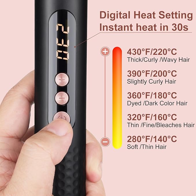 3 in 1 Curling Iron Set Hair Curling Wand Set with 3 Interchangeable Ceramic Curling Barrel(0.35”-1.25”) Instant Heat Up Dual Voltage Hair Curler Beach Waves Include Glove