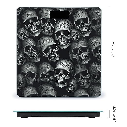 Black Skull Weight ScaleClear LED Display Bathroom Digital Weighing ScaleTempered Glass Digital Bathroom Scale for Body Weight Capacity Up to 400 Lbs