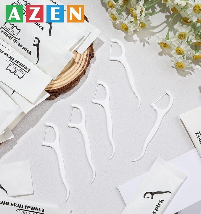 AZEN 1500 Count Dental Floss Bulk Individually Wrapped Floss Picks Toothpicks Flossers for Adults Ideal Travel Flossers for Deep Cleaning