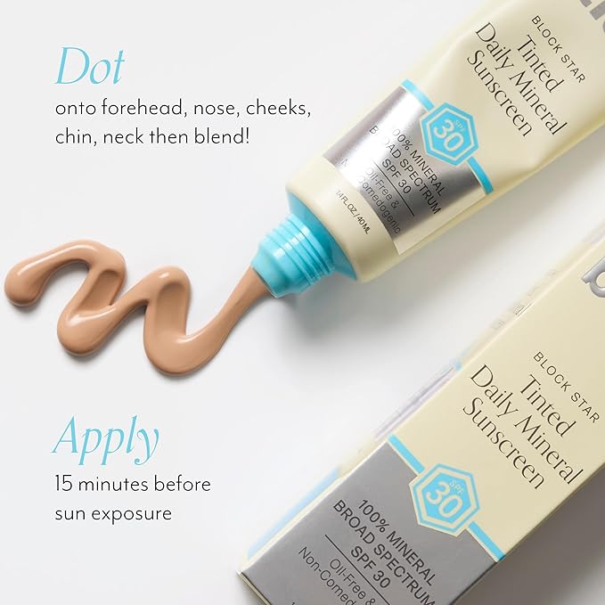 Bliss Tinted Mineral Sunscreen SPF 30 &amp Vitamin C Moisturizer Bundle - Block Star Lightweight Face Sunscreen + Bright Idea Glow-Boosting Moisturizer with Vitamin C &amp Tri-Peptides
